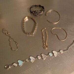 Six Bracelet Lot and costume watch